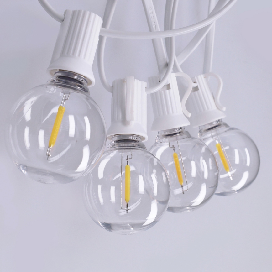 Brilagi - LED Kültéri dekorációs fényfüzér GIRLANDA 10xE12/0,6W/24V 8m fehér IP44 meleg fehér