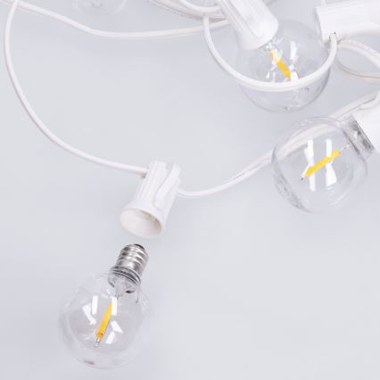 Brilagi - LED Kültéri dekorációs fényfüzér GIRLANDA 10xE12/0,6W/24V 8m fehér IP44 meleg fehér