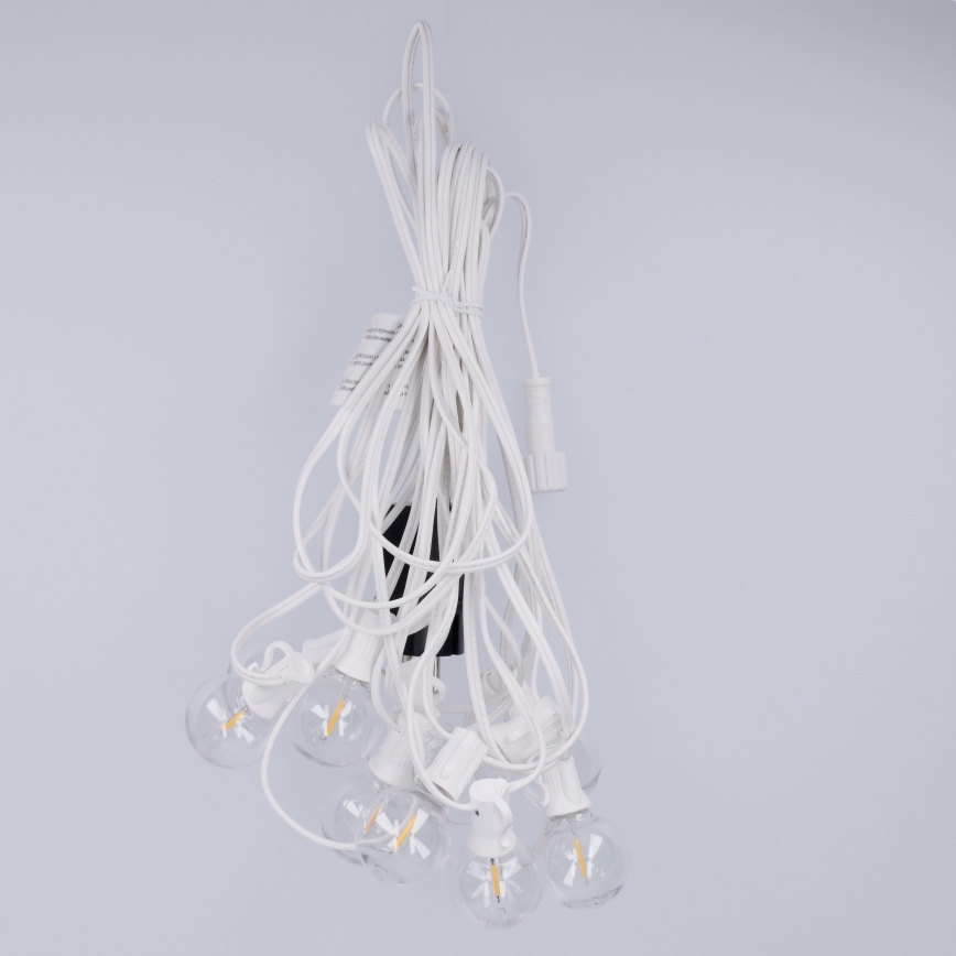 Brilagi - LED Kültéri dekorációs fényfüzér GIRLANDA 10xE12/0,6W/24V 8m fehér IP44 meleg fehér