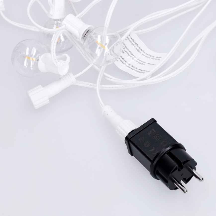 Brilagi - LED Kültéri dekorációs fényfüzér GIRLANDA 10xE12/0,6W/24V 8m fehér IP44 meleg fehér
