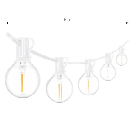 Brilagi - LED Kültéri dekorációs fényfüzér GIRLANDA 10xE12/0,6W/24V 8m fehér IP44 meleg fehér