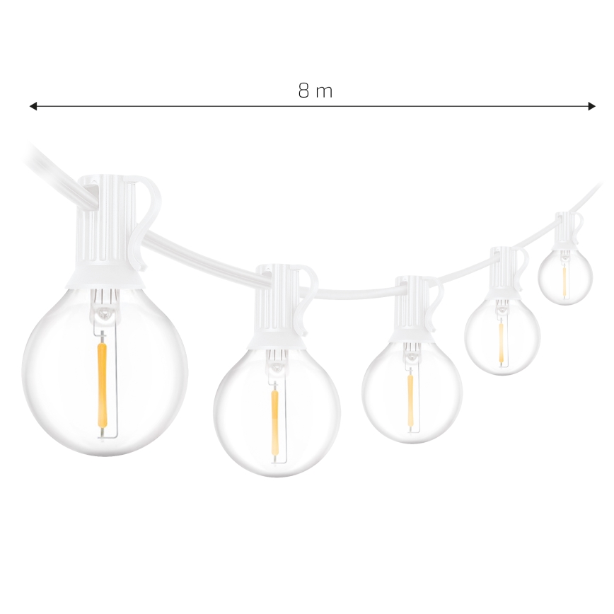 Brilagi - LED Kültéri dekorációs fényfüzér GIRLANDA 10xE12/0,6W/24V 8m fehér IP44 meleg fehér