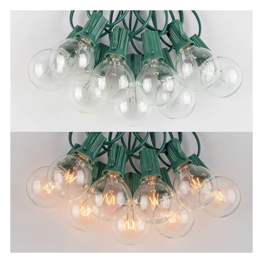 Brilagi - LED kültéri dekorációs fényfüzér GIRLANDA 25xE12/0,8W/230V 20m zöld IP44 meleg fehér
