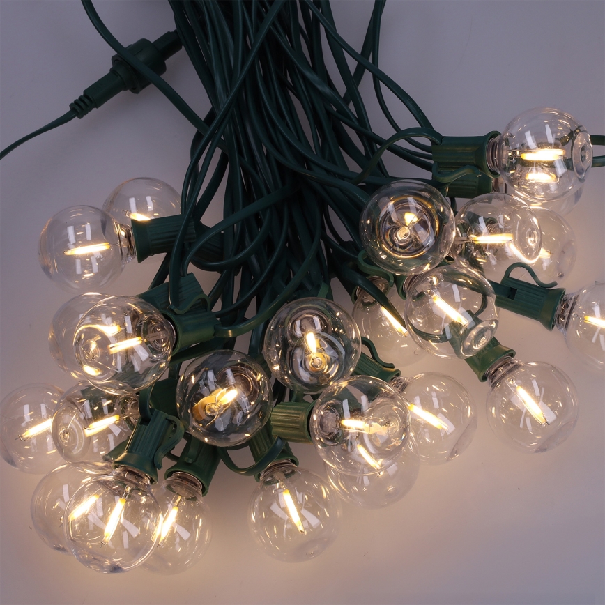 Brilagi - LED kültéri dekorációs fényfüzér GIRLANDA 25xE12/0,8W/230V 20m zöld IP44 meleg fehér