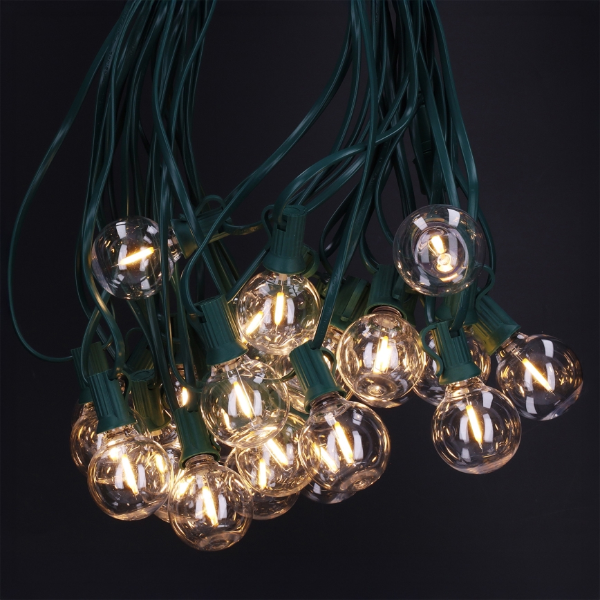 Brilagi - LED kültéri dekorációs fényfüzér GIRLANDA 25xE12/0,8W/230V 20m zöld IP44 meleg fehér