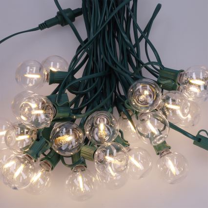 Brilagi - LED kültéri dekorációs fényfüzér GIRLANDA 25xE12/0,8W/230V 20m zöld IP44 meleg fehér