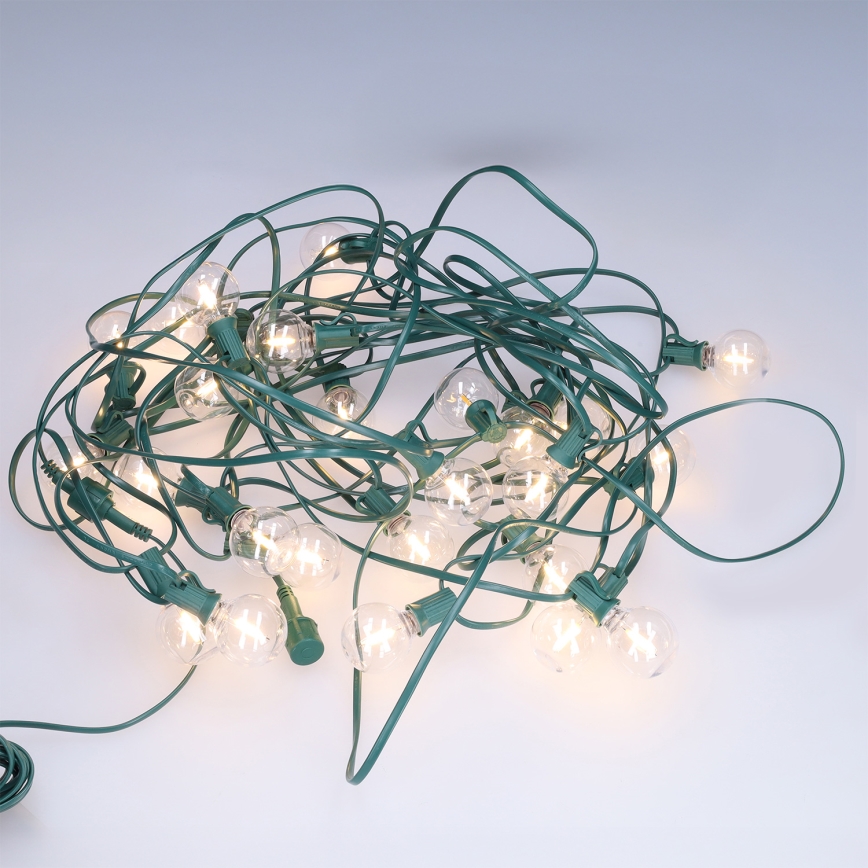 Brilagi - LED kültéri dekorációs fényfüzér GIRLANDA 25xE12/0,8W/230V 20m zöld IP44 meleg fehér