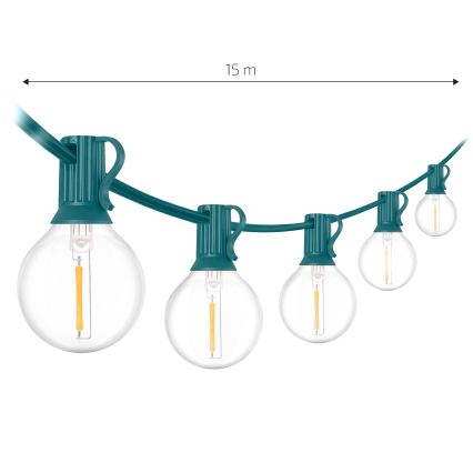 Brilagi - LED kültéri dekorációs fényfüzér GIRLANDA 25xE12/0,8W/230V 20m zöld IP44 meleg fehér
