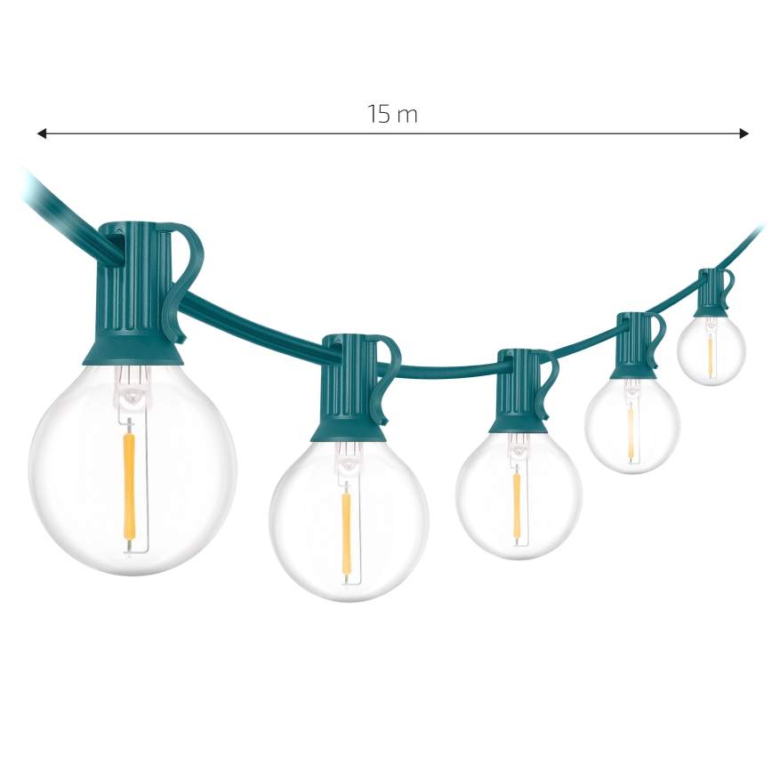 Brilagi - LED kültéri dekorációs fényfüzér GIRLANDA 25xE12/0,8W/230V 20m zöld IP44 meleg fehér