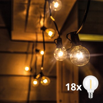 Brilagi - LED kültéri díszfüzér GIRLANDA 18xE12/0,6W/24V 13m fekete IP44 meleg fehér