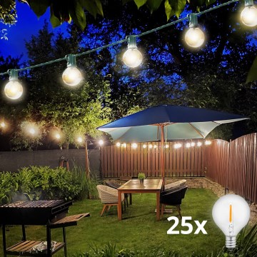 Brilagi - LED kültéri díszfüzér GIRLANDA 25xE12/0,8W/230V 20m zöld IP44 meleg fehér