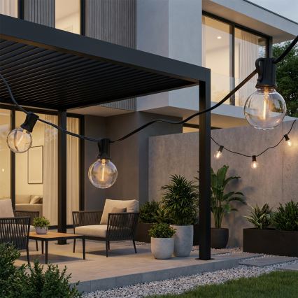 Brilagi - LED kültéri dekorációs fényfüzér GIRLANDA 25xE12/0,36W/24V 20m fekete IP44 meleg fehér
