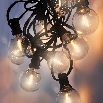 Brilagi - LED kültéri dekorációs fényfüzér GIRLANDA 25xE12/0,36W/24V 20m fekete IP44 meleg fehér