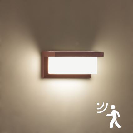 Brilagi - BRICKY LED/12W/230V kültéri fali lámpa érzékelővel, barna, IP54