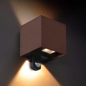 Brilagi - LED kültéri fali lámpa érzékelővel CUBE LED/6W/230V barna IP65
