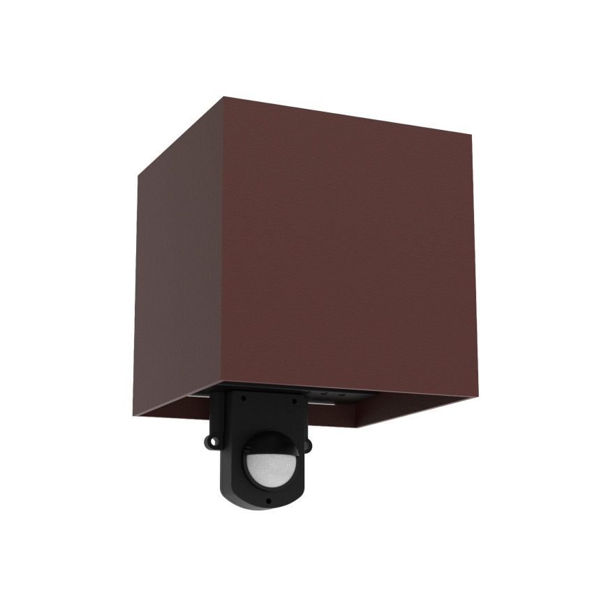 Brilagi - LED kültéri fali lámpa érzékelővel CUBE LED/6W/230V barna IP65
