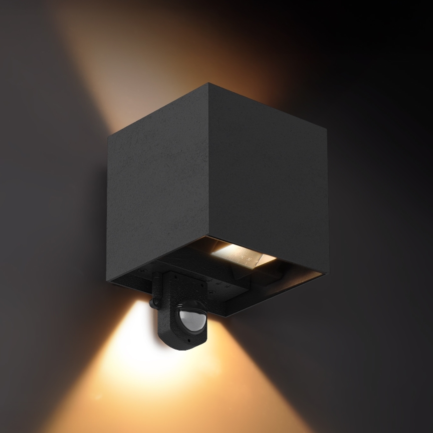 Brilagi - LED kültéri fali lámpa érzékelővel CUBE LED/6W/230V fekete IP65