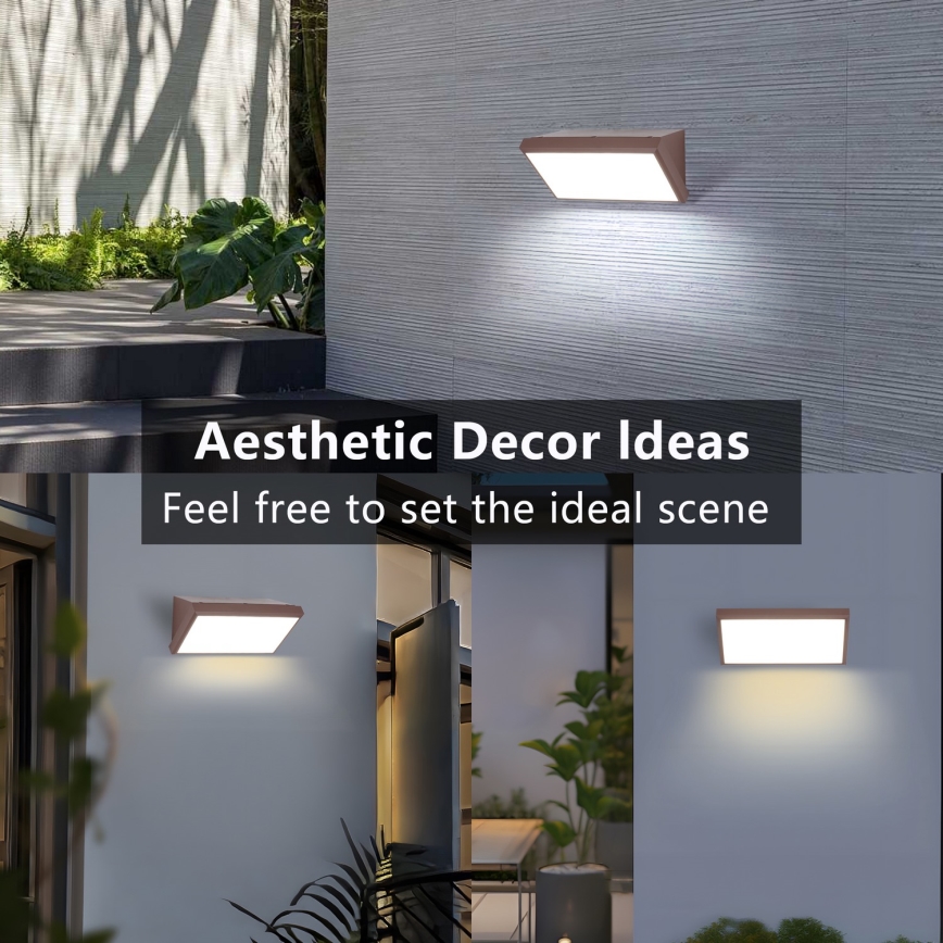 Brilagi - LED kültéri fali lámpa érzékelővel TRIANGLE LED/20W/230V barna IP65