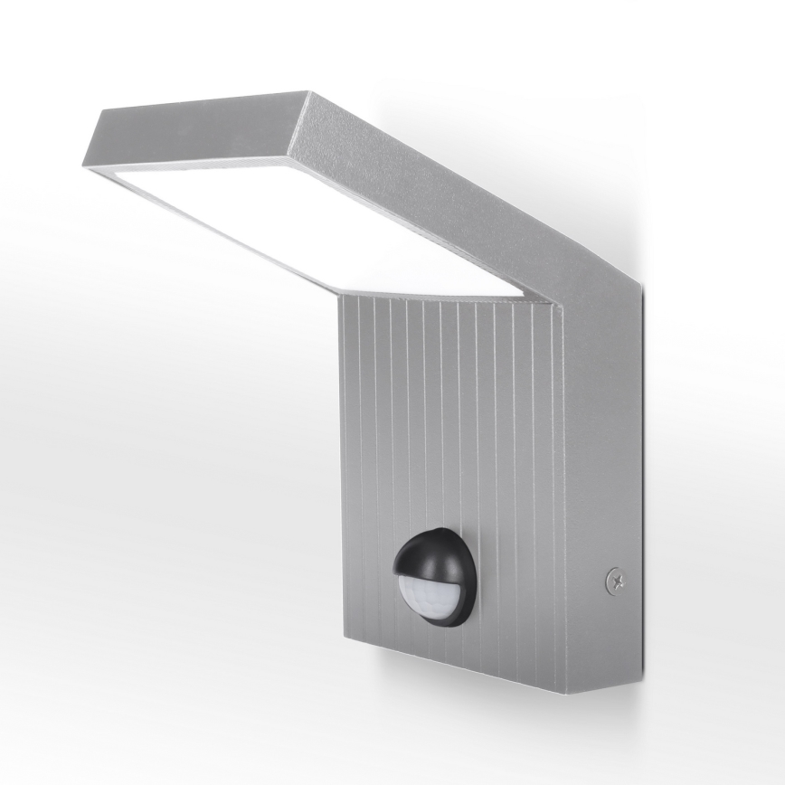 Brilagi - LED kültéri fali lámpa érzékelővel RIANO LED/8W/230V ezüst IP65