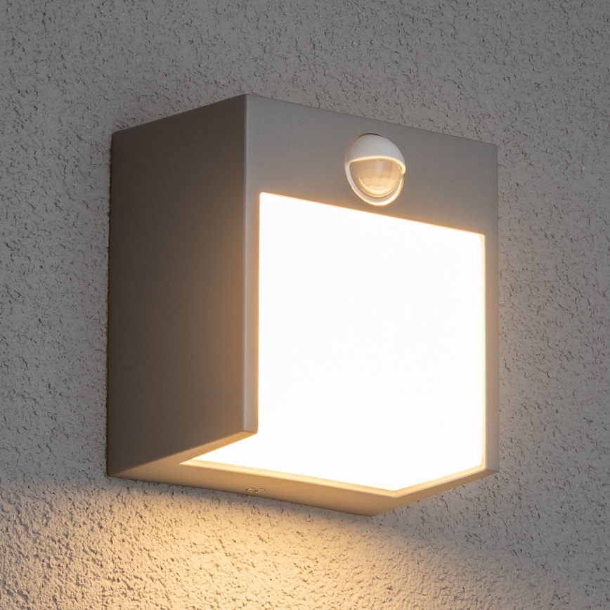 Brilagi - LED kültéri fali lámpa mozgásérzékelővel TERNI LED/12W/230V szürke IP44