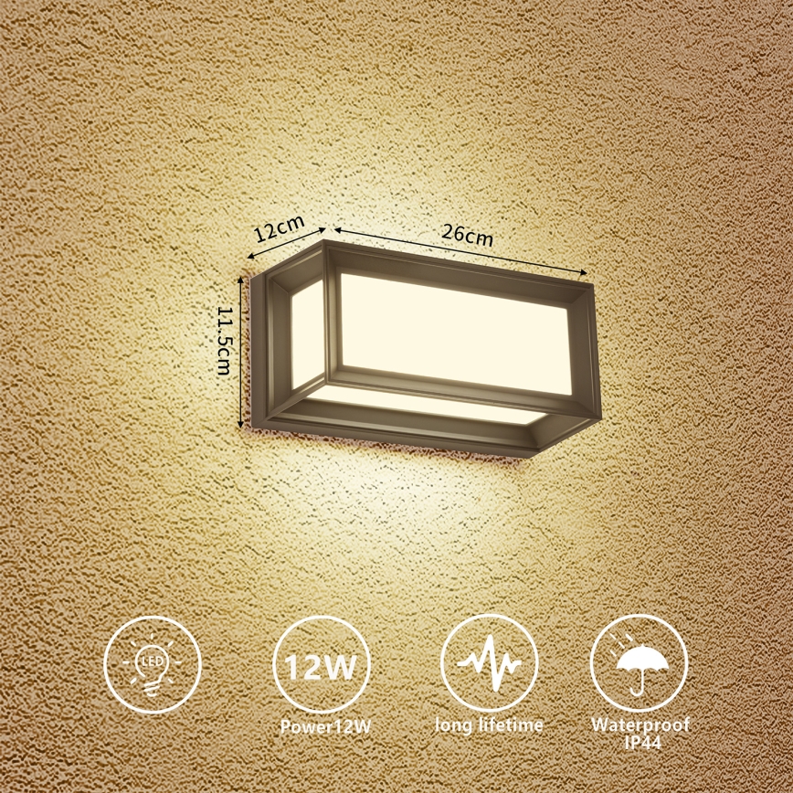 Brilagi - PARKER LED kültéri fali lámpa, 12 W, 230 V, állítható színhőmérséklet (3000/4500/6000 K), antracit, IP44