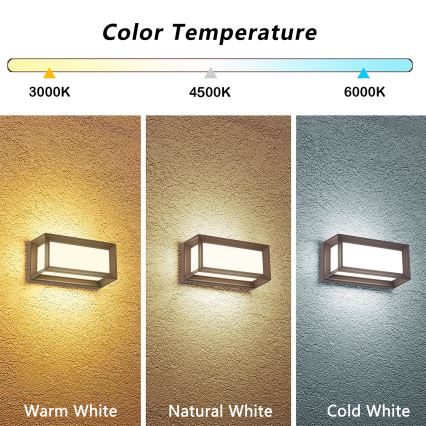 Brilagi - LED kültéri fali lámpa PARKER/12W/230V 3000/4500/6000K barna IP44
