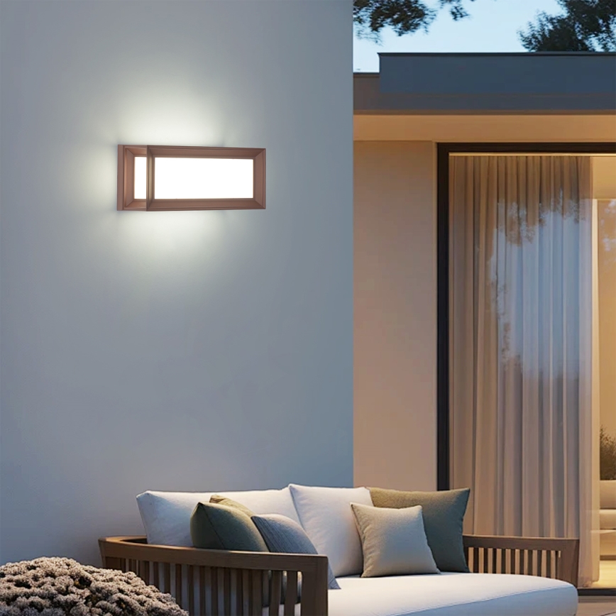 Brilagi - LED kültéri fali lámpa PARKER/12W/230V 3000/4500/6000K barna IP44