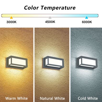 Brilagi - PARKER LED kültéri fali lámpatest 12W/230V 3000/4500/6000K szürke IP44