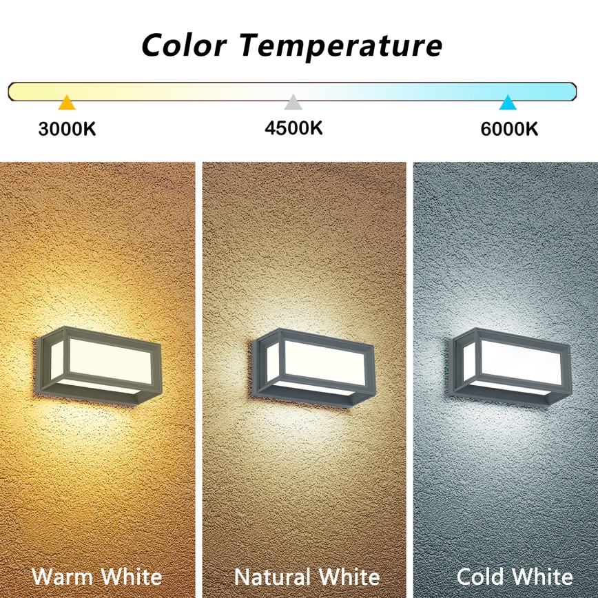 Brilagi - PARKER LED kültéri fali lámpatest 12W/230V 3000/4500/6000K szürke IP44