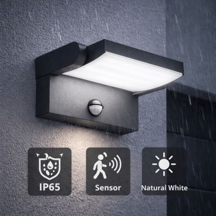 Brilagi - LED kültéri fali lámpa mozgásérzékelővel ANKLE LED/18W/230V 4000K IP65 antracit