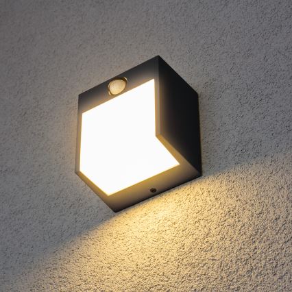 Brilagi - LED kültéri fali lámpa mozgásérzékelővel TERNI LED/12W/230V antracit IP44