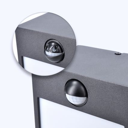 Brilagi - LED kültéri fali lámpa mozgásérzékelővel TERNI LED/12W/230V fekete IP44