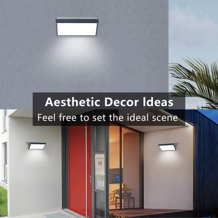 Brilagi - LED Kültéri fali lámpa TRIANGLE LED/20W/230V 3000/4000/6500K antracit IP65