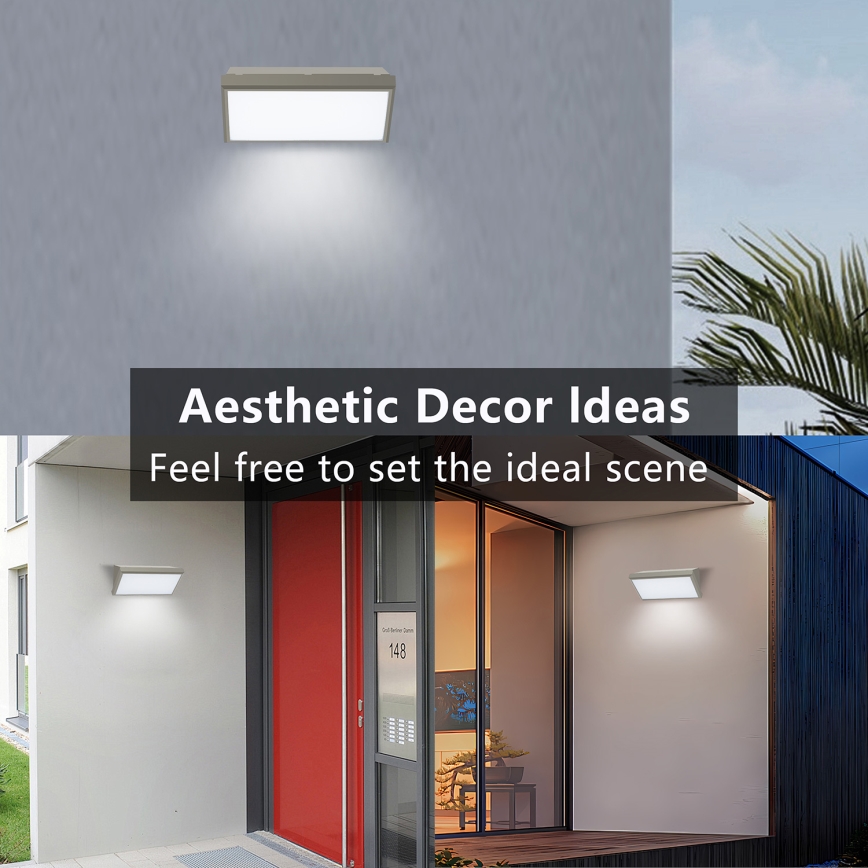 Brilagi - LED kültéri fali lámpa érzékelővel TRIANGLE LED/20W/230V szürke IP65