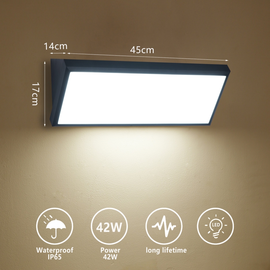 Brilagi - LED kültéri fali lámpa TRIANGLE LED/42W/230V 3000/4000/6500K fekete IP65