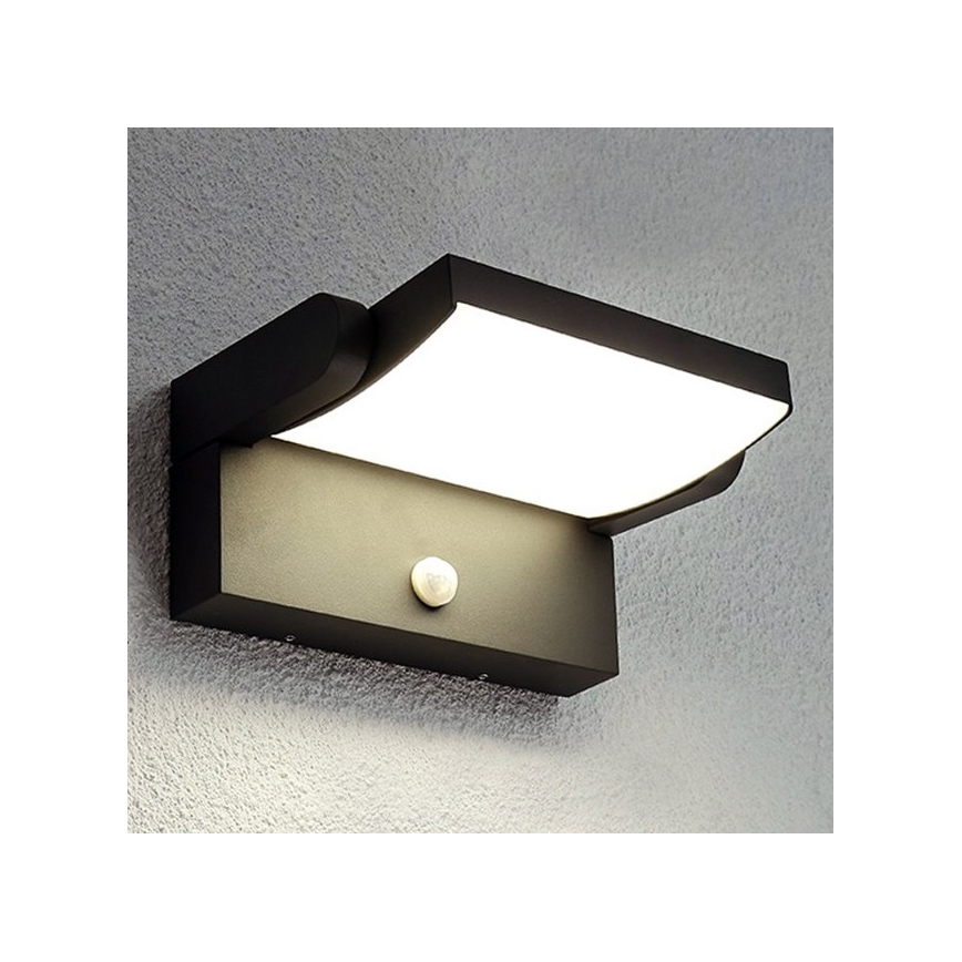 BRILAGI - LED kültéri fali lámpa mozgás- és alkonyérzékelővel ANKLE LED/12W/230V IP65 fekete