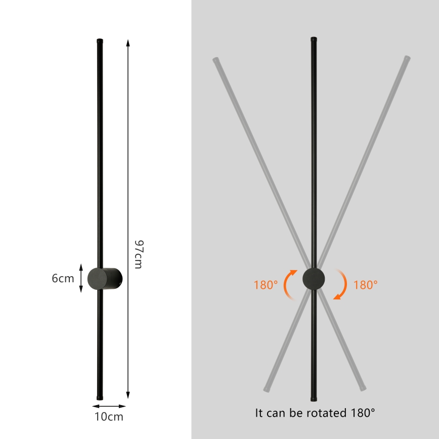 Brilagi - AURA LED kültéri fali lámpatest, 20 W, 230 V, 3000 K, IP54, 97 cm, fekete, CRI 90