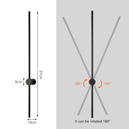 Brilagi - LED kültéri fali lámpa AURA LED/20W/230V 4000K IP54 97 cm fekete CRI 90