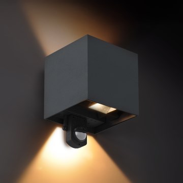 Brilagi - LED kültéri fali lámpatest érzékelővel CUBE LED/6W/230V antracit IP65
