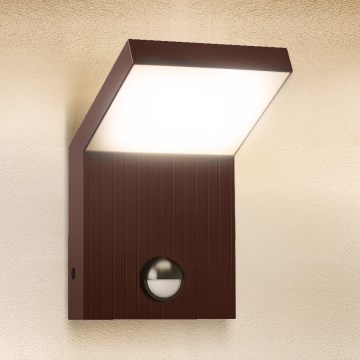 Brilagi - LED kültéri fali lámpatest érzékelővel RIANO LED/8W/230V barna IP65
