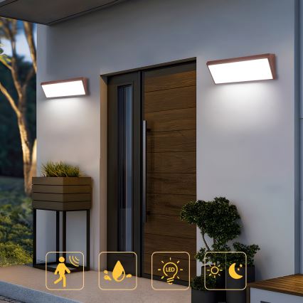 Brilagi - LED kültéri fali lámpa érzékelővel TRIANGLE LED/42W/230V 45 cm barna IP65