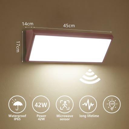 Brilagi - LED kültéri fali lámpa érzékelővel TRIANGLE LED/42W/230V 45 cm barna IP65