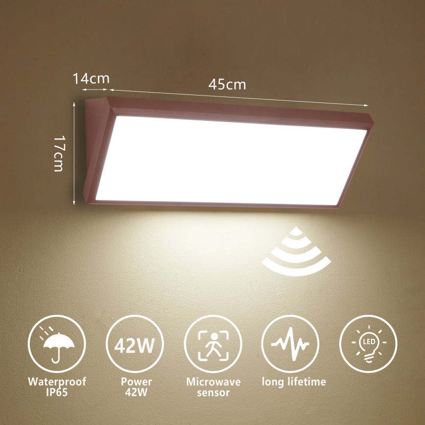 Brilagi - LED kültéri fali lámpa érzékelővel TRIANGLE LED/42W/230V 45 cm barna IP65