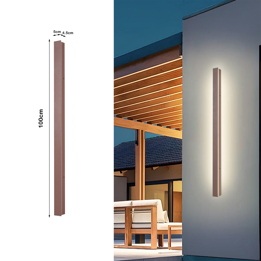 Brilagi - LED kültéri fali lámpa LINEAR LED/22W/230V 3000K IP65 100 cm barna CRI 90
