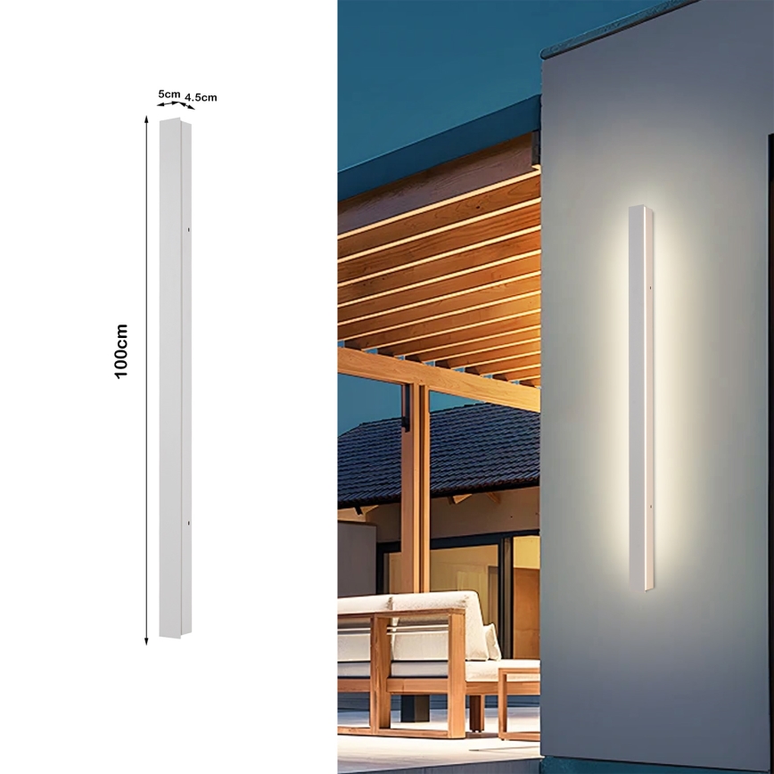 Brilagi - LINEAR LED kültéri fali lámpatest, 22 W, 230 V, 3000 K, IP65, 100 cm, fehér, CRI 90