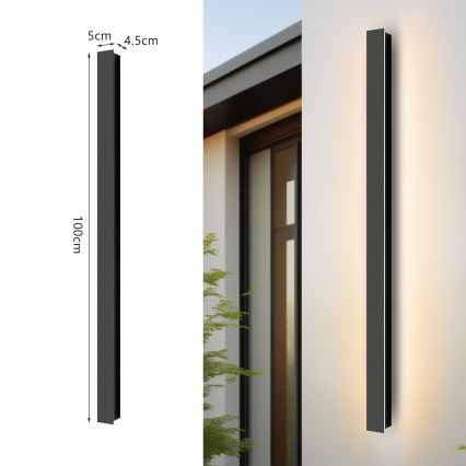 Brilagi - LINEAR LED kültéri fali lámpatest LED/22W/230V 3000K IP65 100 cm fekete CRI 90