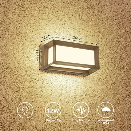 Brilagi - LED kültéri fali lámpatest PARKER LED/12W/230V 3000/4500/6000K barna IP44