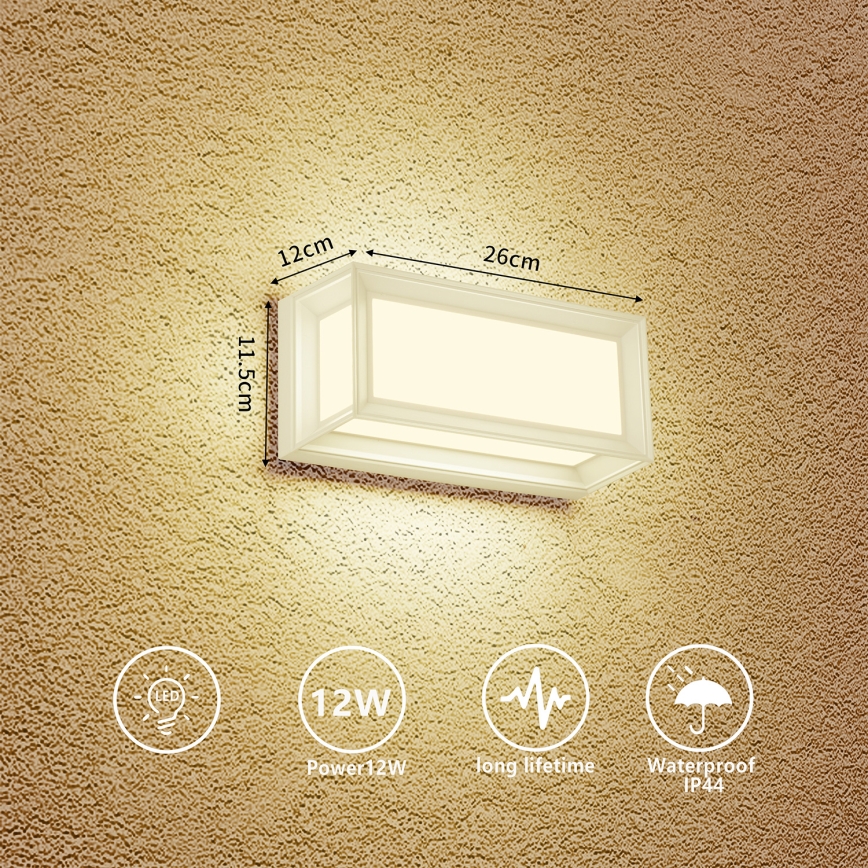 Brilagi - LED kültéri fali lámpatest PARKER LED/12W/230V 3000/4500/6000K fehér IP44
