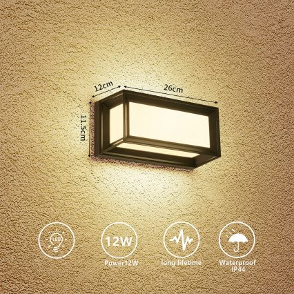 Brilagi - LED kültéri fali lámpatest PARKER LED/12W/230V fekete IP44