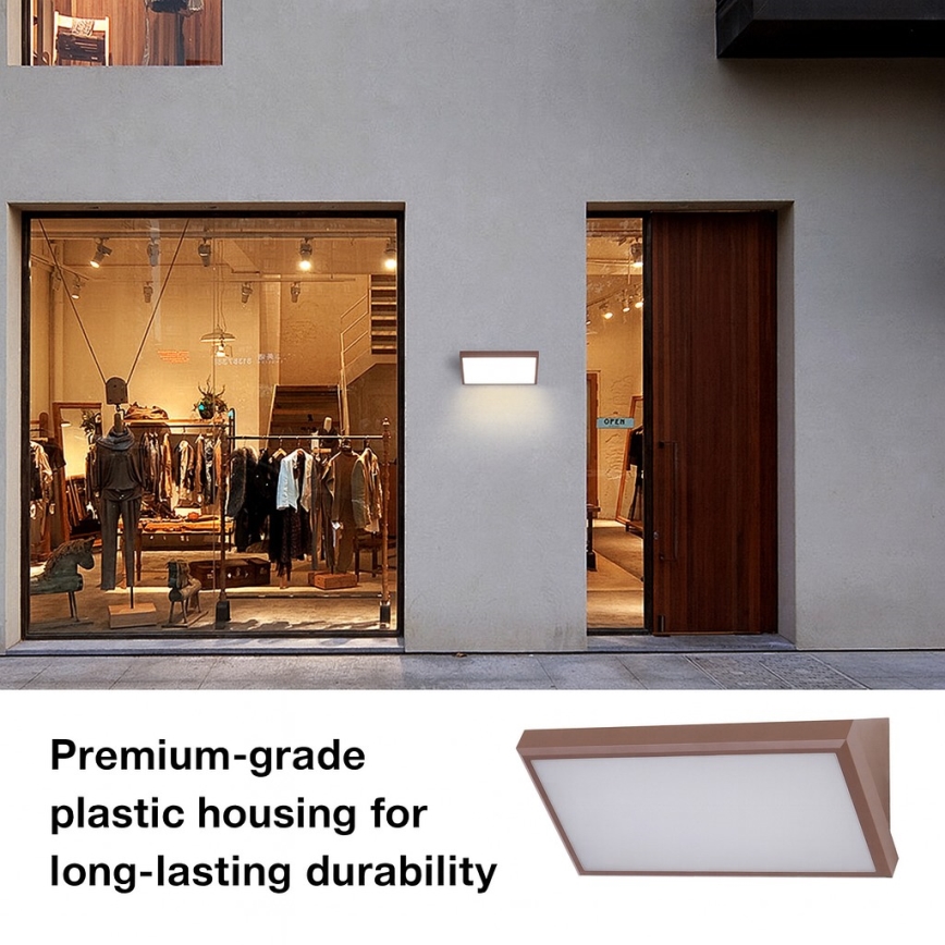 Brilagi - LED kültéri fali lámpatest TRIANGLE LED/20W/230V 3000/4000/6500K barna IP65